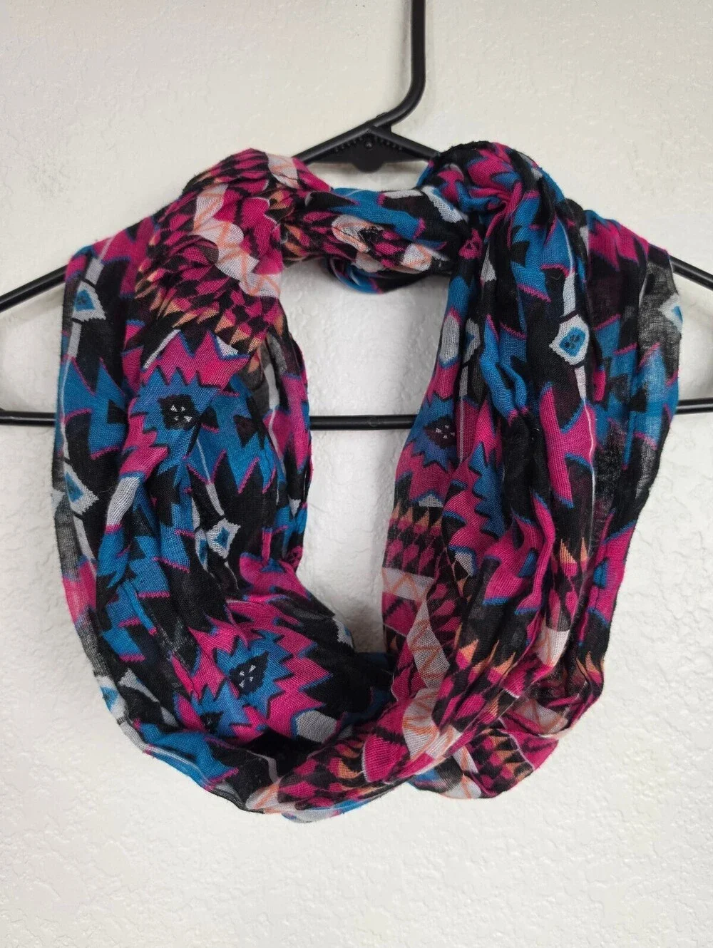 Infinity Scarf with Geometric Aztec Pattern